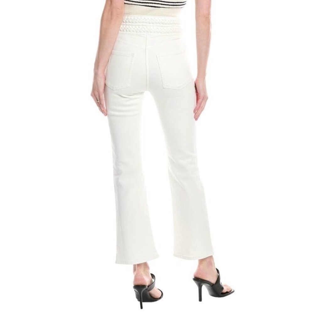 NWT Derek Lam 10 Crosby Harlow Braided High-Rise Flare Ankle Jeans Ecru 28 - Picture 2 of 15